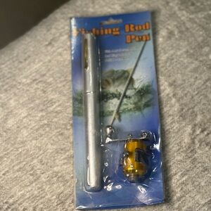 Silver and Yellow Fishing Rod Pen